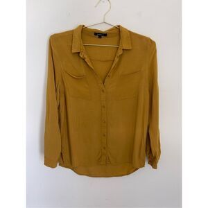FASHION NOVA Mustard Yellow Button Down Shirt Size Medium